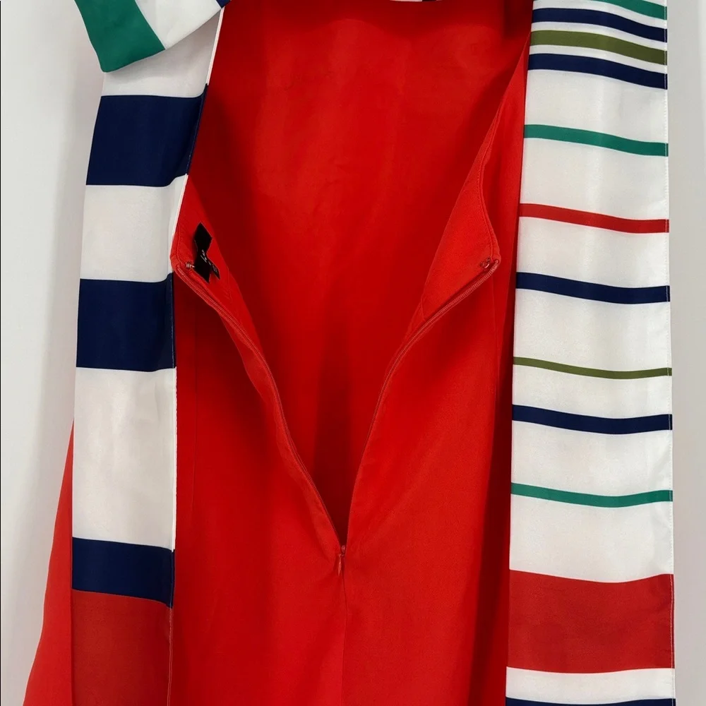 Lulus Joyful Orange Red Multi-Stripe Tie-Back Mini Dress Women’s Size Medium - Picture 8 of 9